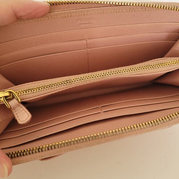 PRADA Saffiano Fiocco Orchidea Wallet Clutch Large Light Pink Zip Around Bow - Picture 4 of 11